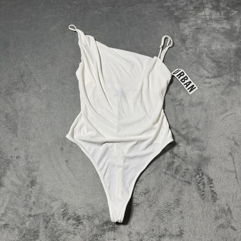 Urban Outfitters Out From Under Bodysuit S White Slant Shoulder Top NWT